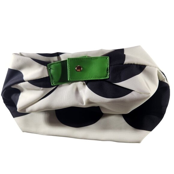 Kate Spade Polka Dot makeup bag Green Accents Zipper Closure toiletry tote - Picture 2 of 8